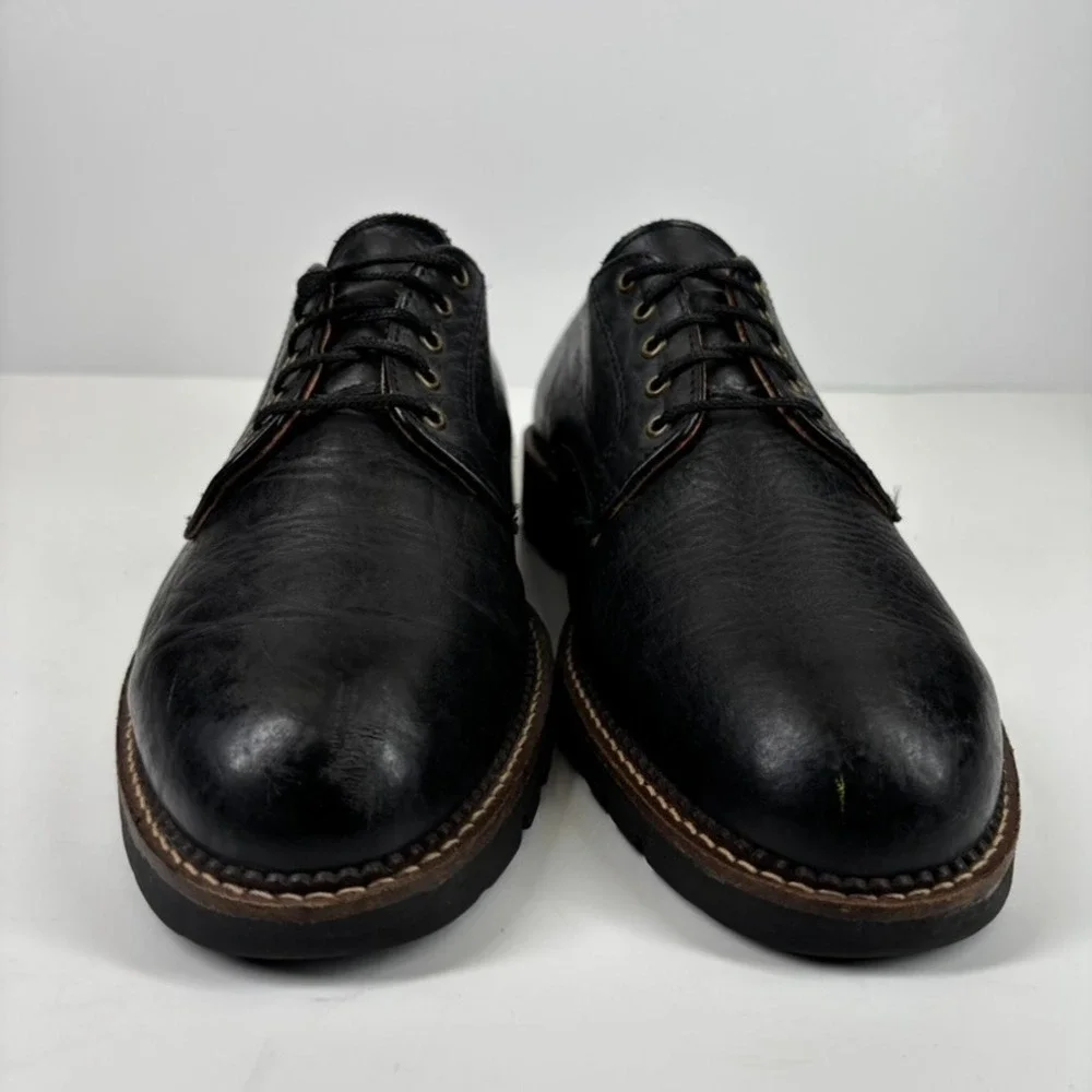 H.S. Trask Gallatin 1002 Men's US 9M Black Bison‎ Leather Plain-Toe Derby Shoes